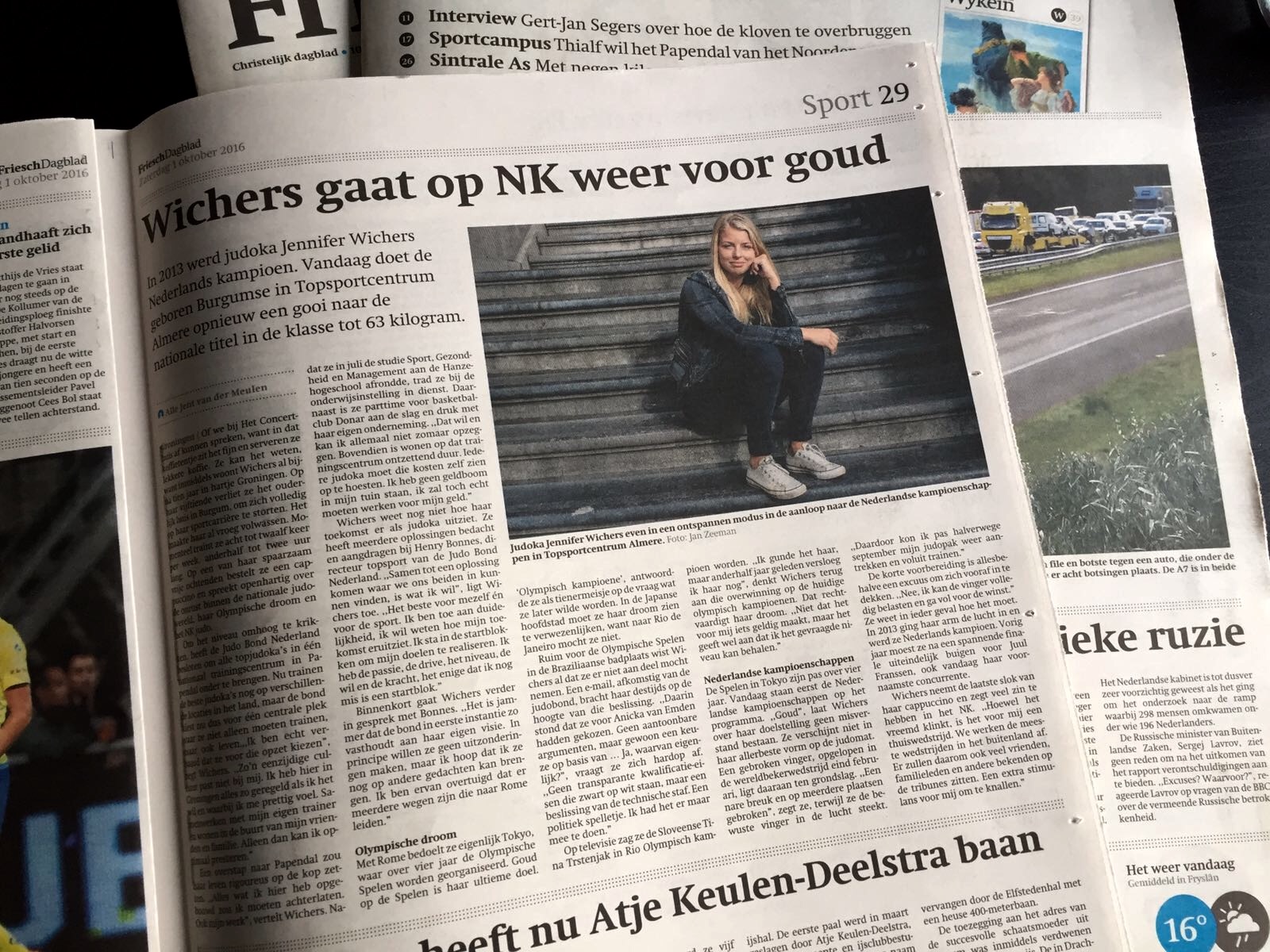 Artikel Friesch Dagblad, Jennifer Wichers: vol vraagtekens op jacht naar goud